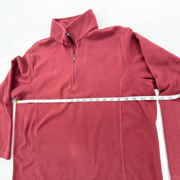 Lands’ End Women’s Fleece Pullover Size L/P 14-16 Burgundy Half Zip Warm Top - Picture 2 of 6